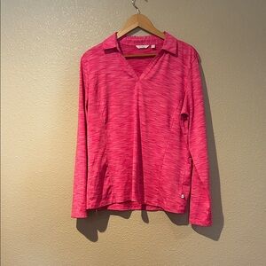 Lady Hagen Pink Space-Dye Long Sleeve Golf Top